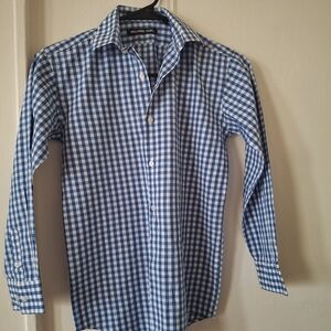 Michael Kors Blue and White Gingham Dress Shirt